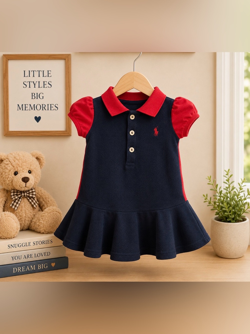Ralph Lauren size 6 months pink and blue dress